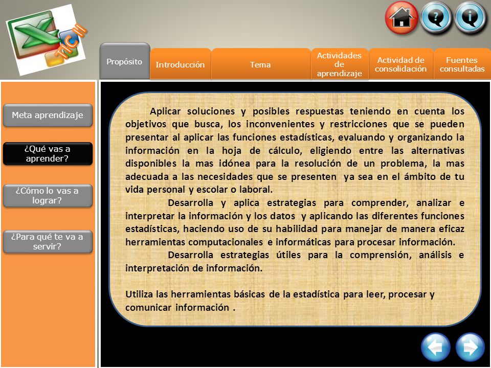 TIC II Propósito. Introducción. Tema. Actividades de aprendizaje. Actividad de consolidación. Fuentes.