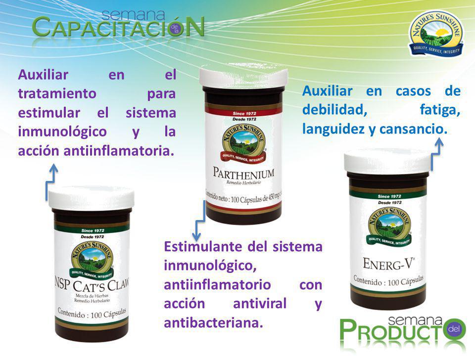 Auxiliar en el tratamiento para estimular el sistema inmunológico y la acción antiinflamatoria.