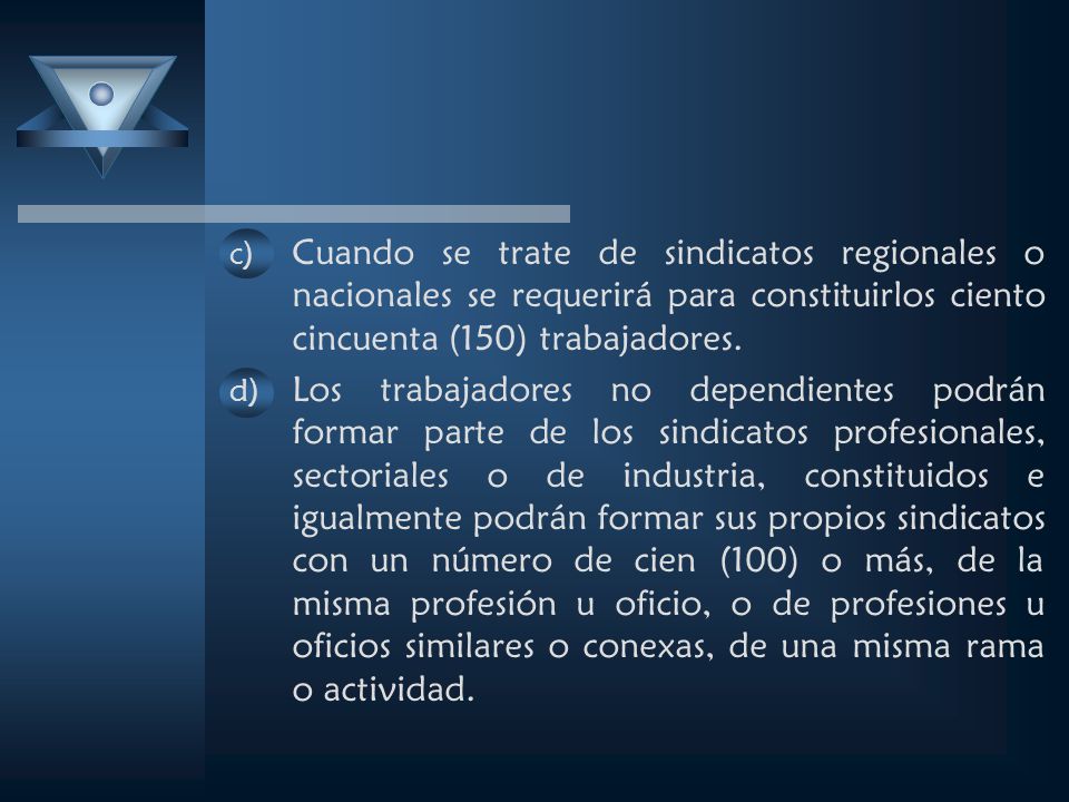 Cuando se trate de sindicatos regionales o nacionales se requerirá para constituirlos ciento cincuenta (150) trabajadores.