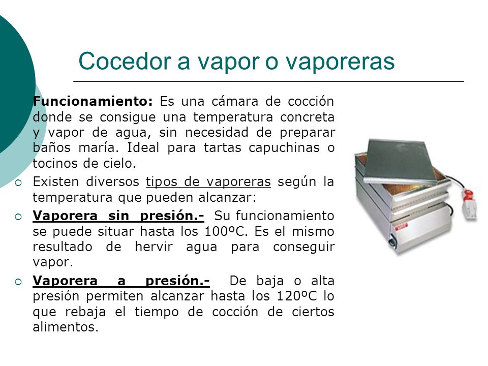Cocedor a vapor o vaporeras