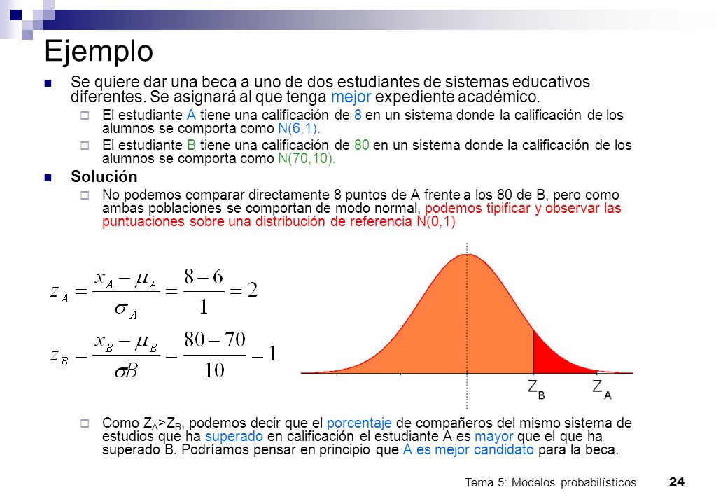 Ejemplo Se quiere dar una beca a uno de dos estudiantes de sistemas educativos diferentes. Se asignará al que tenga mejor expediente académico.