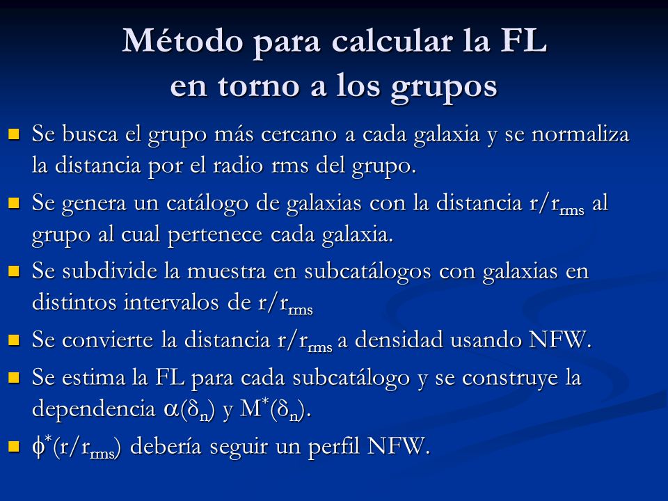 Método para calcular la FL en torno a los grupos