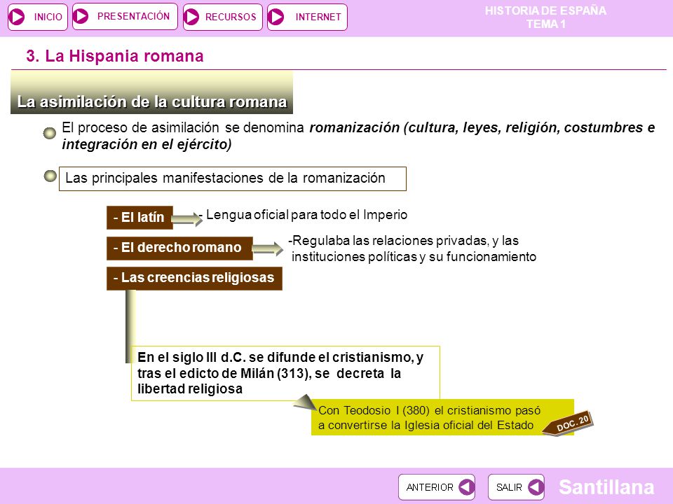 3. La Hispania romana La asimilación de la cultura romana