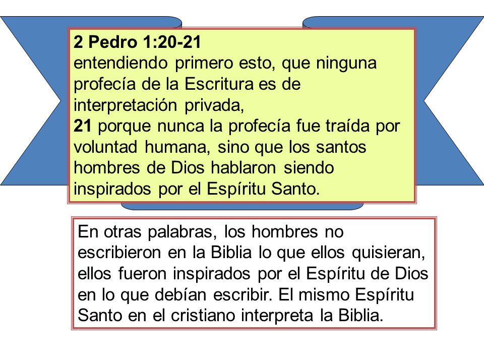 2 Pedro 1:20-21 entendiendo primero esto, que ninguna profecía de la Escritura es de interpretación privada,
