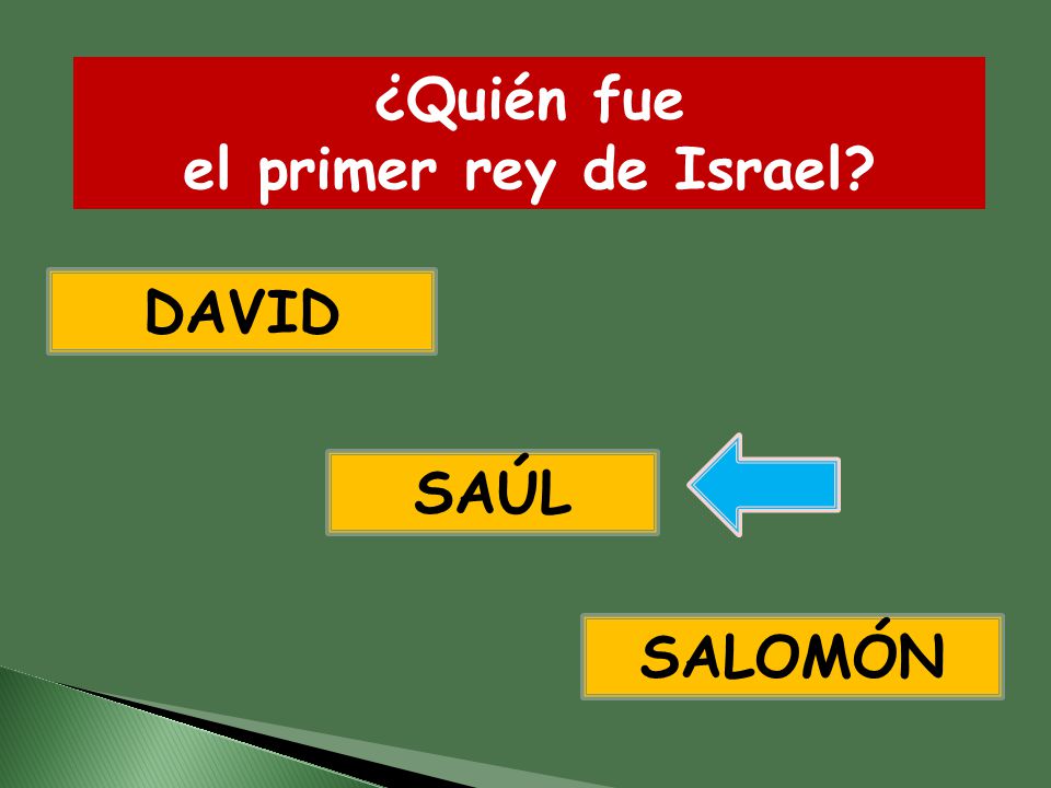 ¿Quién fue el primer rey de Israel DAVID SAÚL SALOMÓN