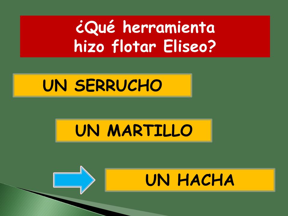 ¿Qué herramienta hizo flotar Eliseo UN SERRUCHO UN MARTILLO UN HACHA