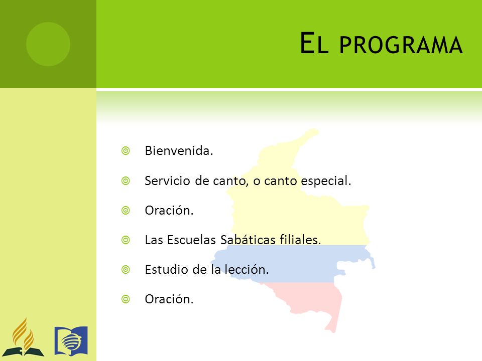 El programa Bienvenida. Servicio de canto, o canto especial. Oración.