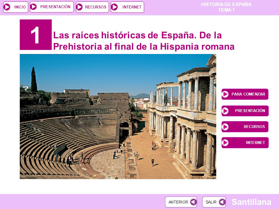1 Las raíces históricas de España. De la Prehistoria al final de la Hispania romana. PARA COMENZAR.