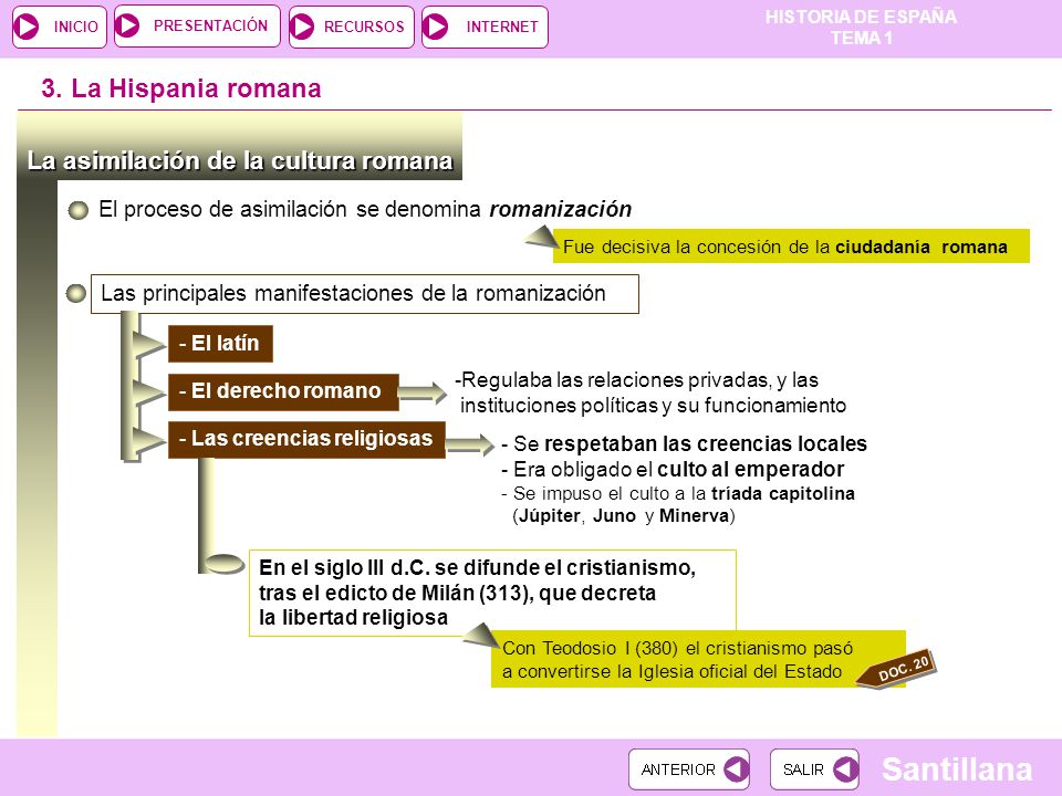 3. La Hispania romana La asimilación de la cultura romana