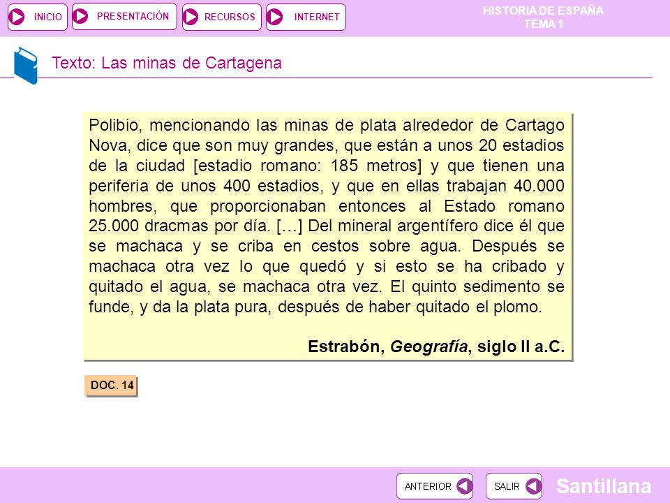 Texto: Las minas de Cartagena