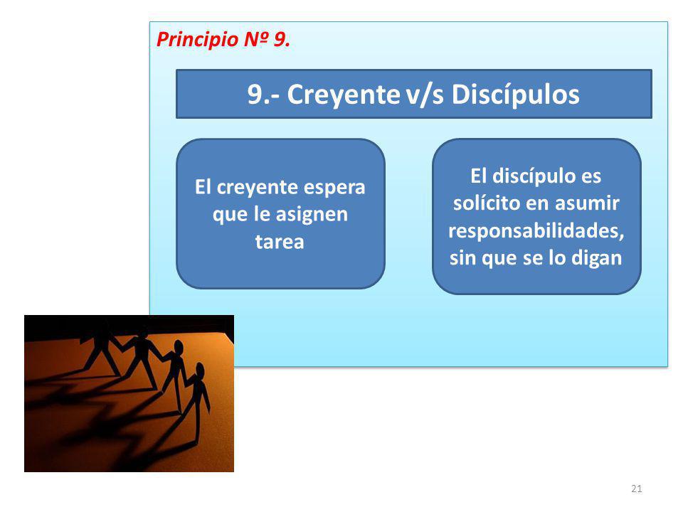 9.- Creyente v/s Discípulos El creyente espera que le asignen tarea