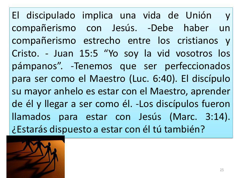 El discipulado implica una vida de Unión y compañerismo con Jesús