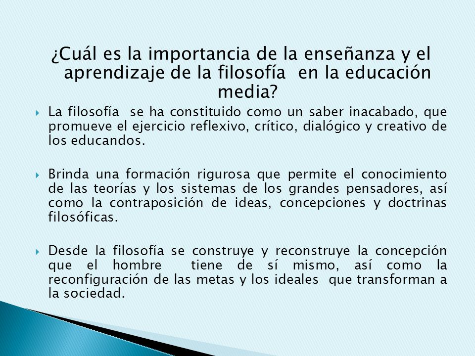 ¿Cuál es la importancia de la enseñanza y el aprendizaje de la filosofía en la educación media