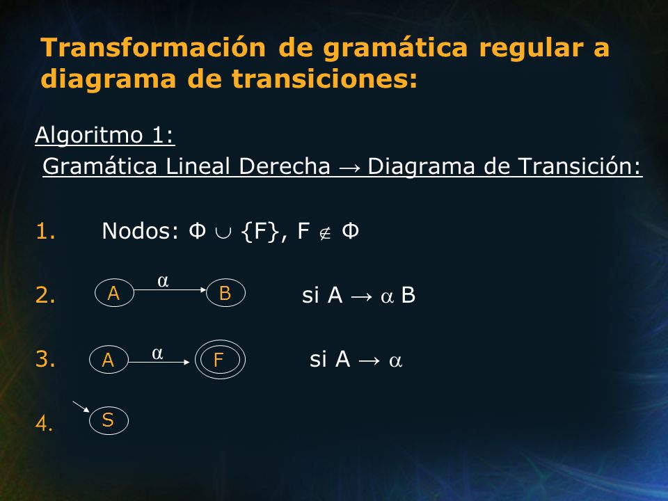 Transformación de gramática regular a diagrama de transiciones: