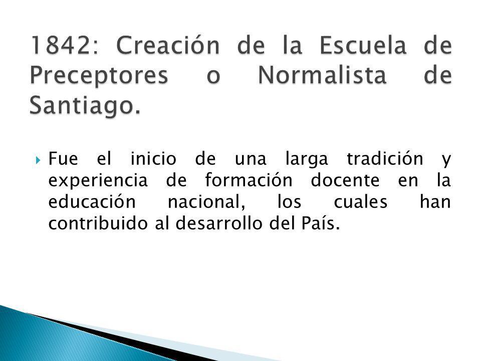 1842: Creación de la Escuela de Preceptores o Normalista de Santiago.