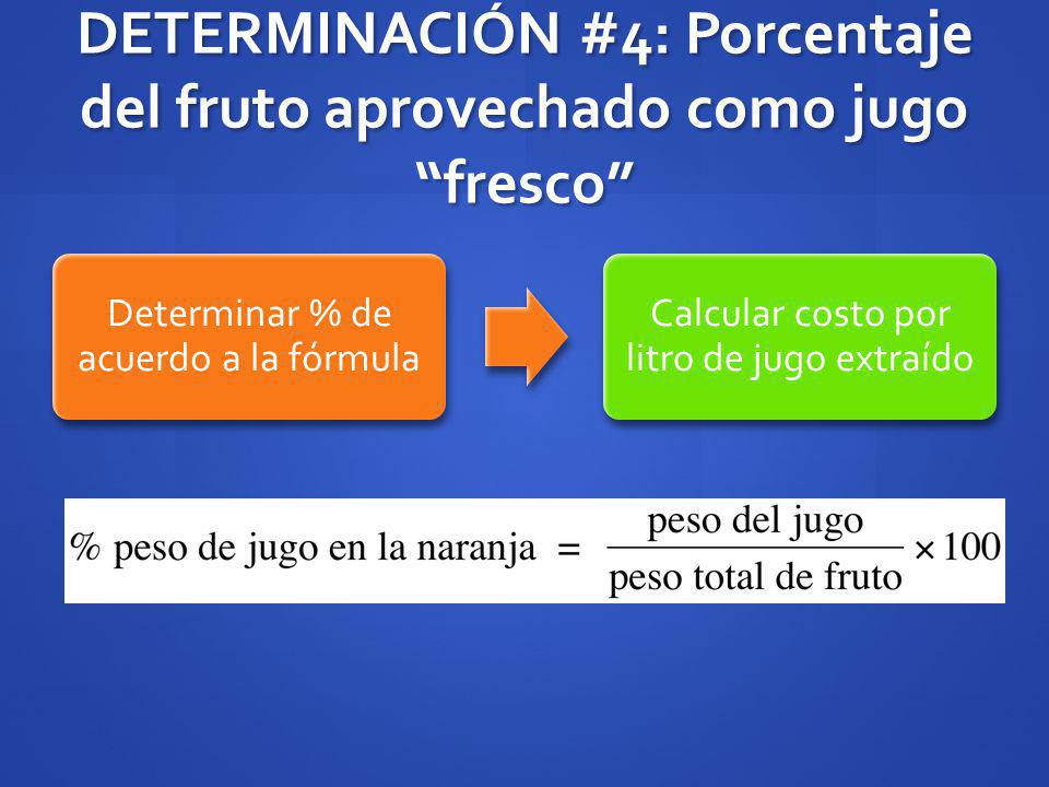 DETERMINACIÓN #4: Porcentaje del fruto aprovechado como jugo fresco
