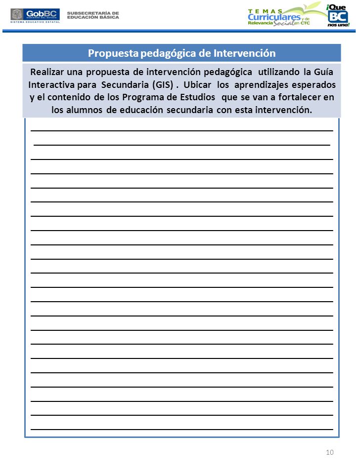 Propuesta pedagógica de Intervención
