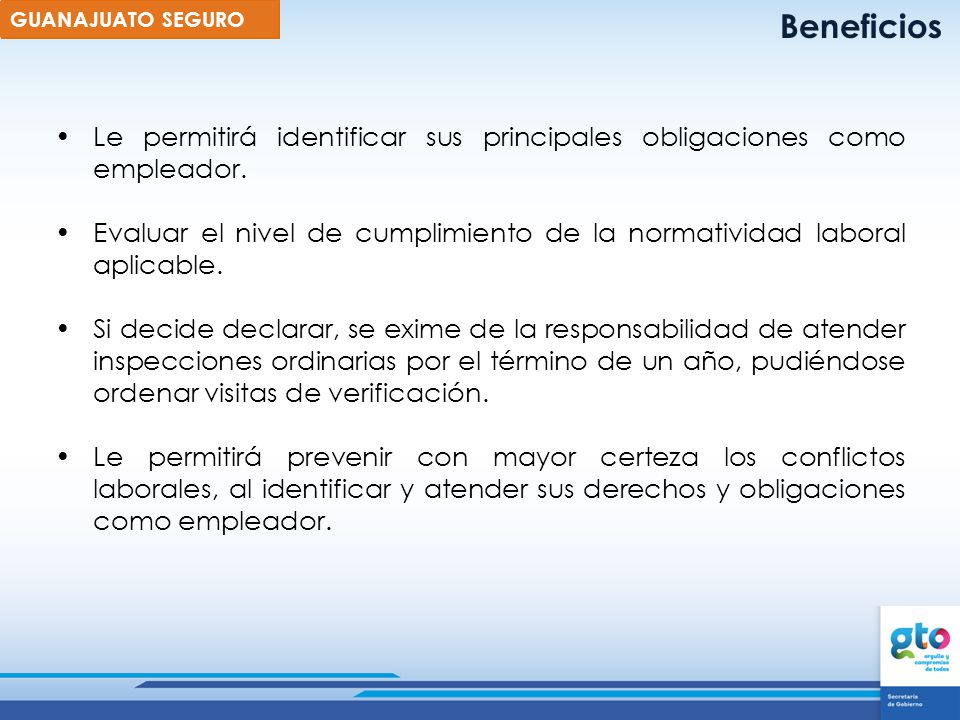 Beneficios Le permitirá identificar sus principales obligaciones como empleador.