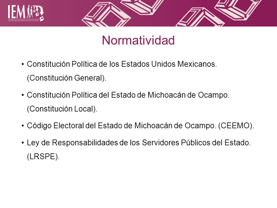 Normatividad Constitución Política de los Estados Unidos Mexicanos. (Constitución General).
