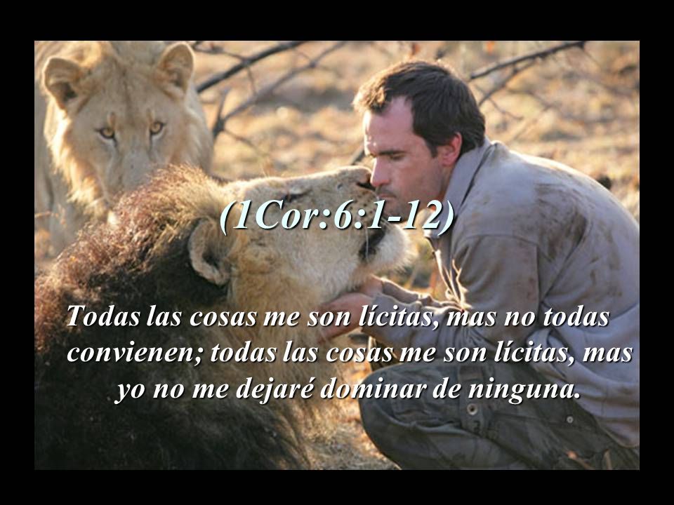 (1Cor:6:1-12) Todas las cosas me son lícitas, mas no todas convienen; todas las cosas me son lícitas, mas yo no me dejaré dominar de ninguna.