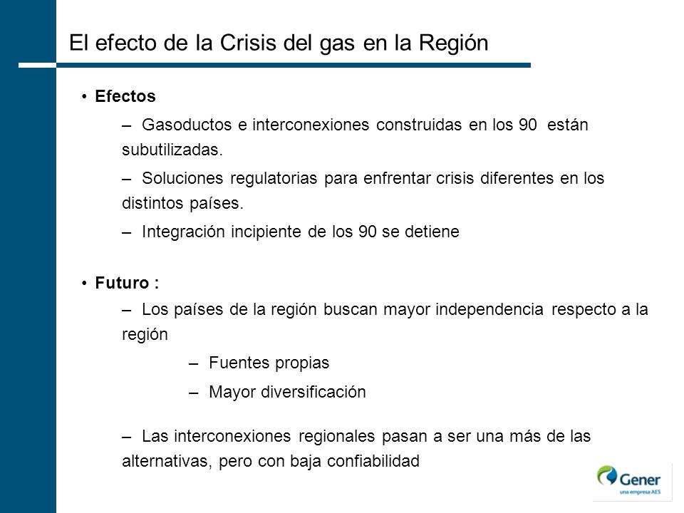 El efecto de la Crisis del gas en la Región