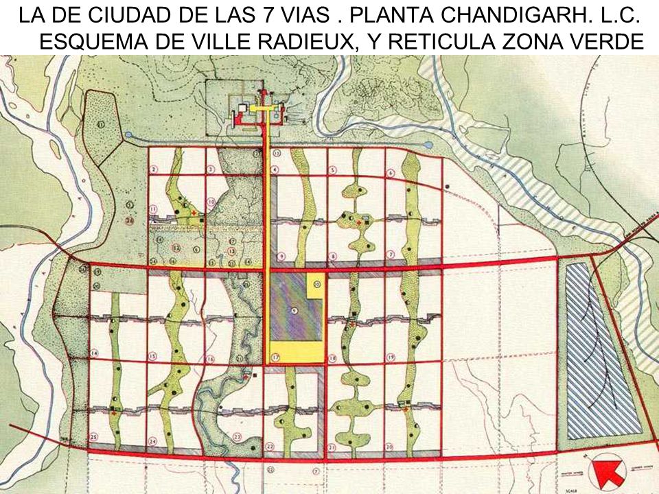 LA DE CIUDAD DE LAS 7 VIAS. PLANTA CHANDIGARH. L. C