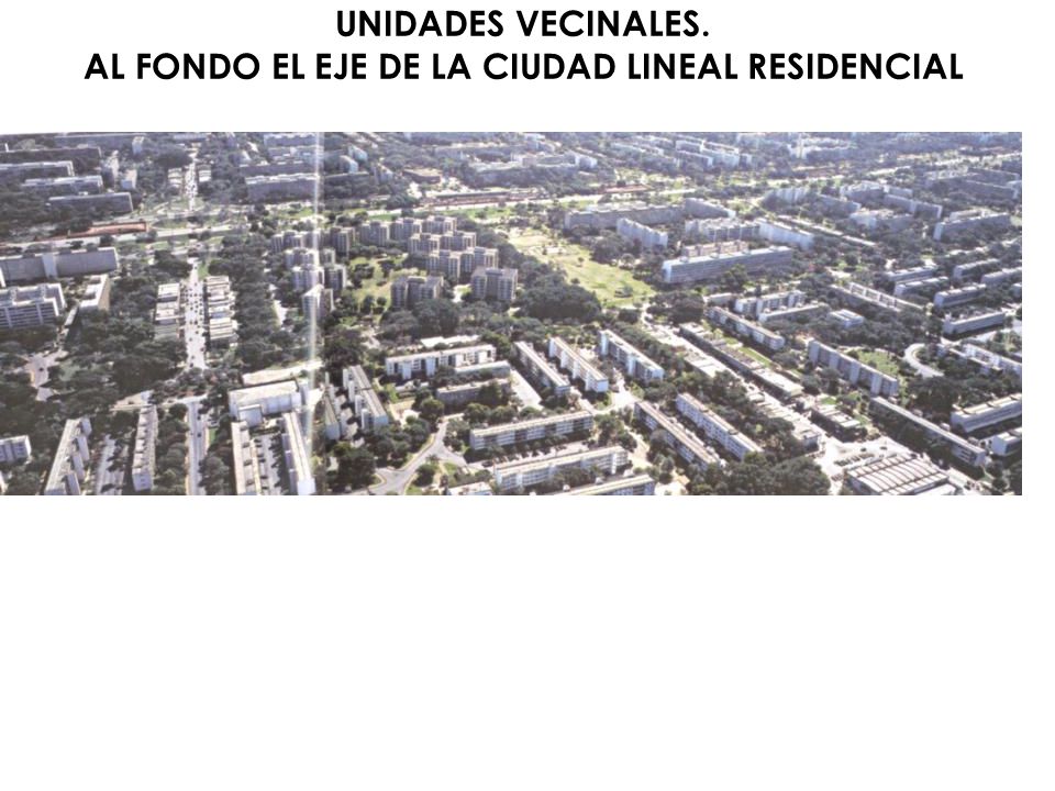 UNIDADES VECINALES. AL FONDO EL EJE DE LA CIUDAD LINEAL RESIDENCIAL