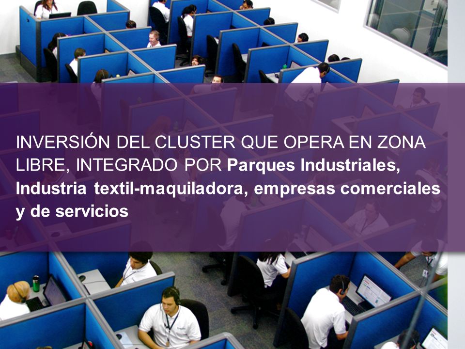 INVERSIÓN DEL CLUSTER QUE OPERA EN ZONA LIBRE, INTEGRADO POR Parques Industriales, Industria textil-maquiladora, empresas comerciales y de servicios