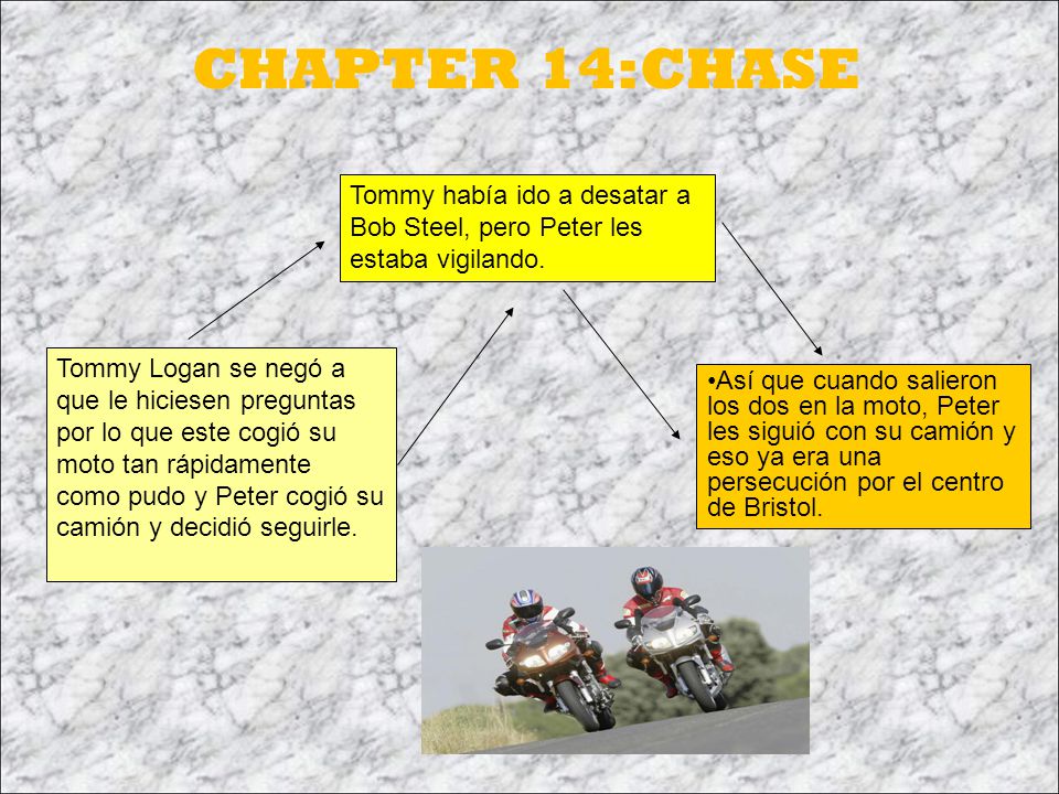 CHAPTER 14:CHASE Tommy había ido a desatar a Bob Steel, pero Peter les estaba vigilando.