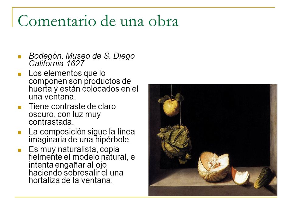 Comentario de una obra Bodegón. Museo de S. Diego California.1627