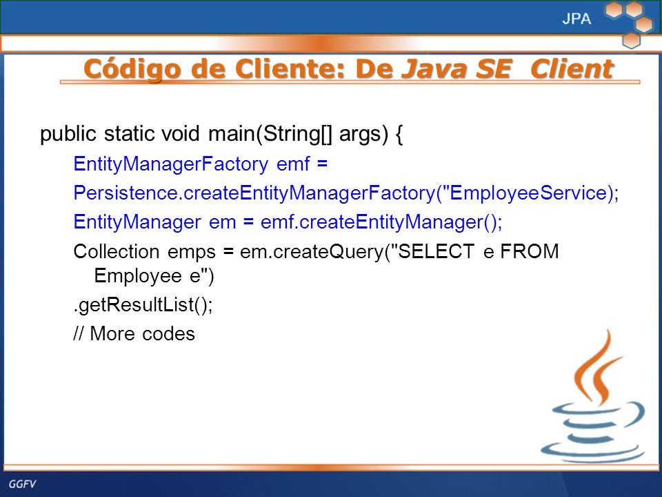 Código de Cliente: De Java SE Client