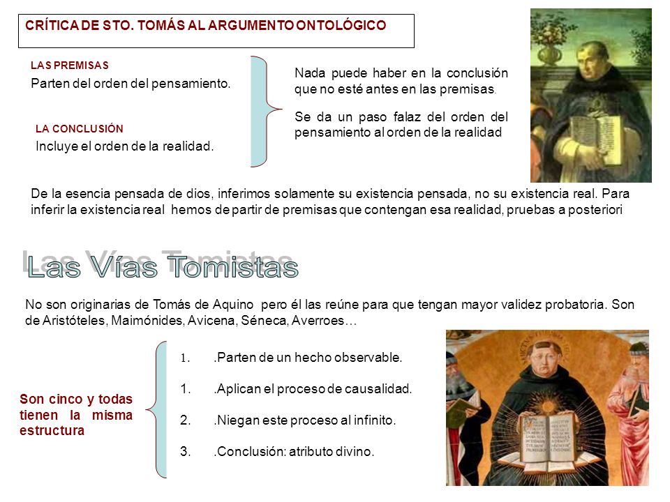 Las Vías Tomistas CRÍTICA DE STO. TOMÁS AL ARGUMENTO ONTOLÓGICO