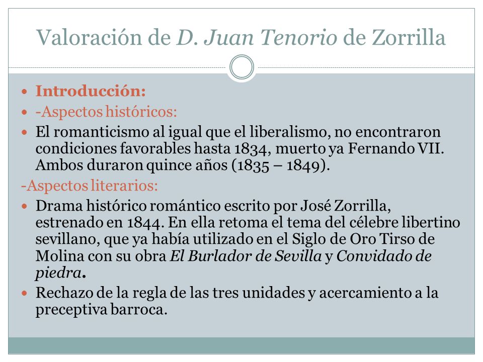 Valoración de D. Juan Tenorio de Zorrilla