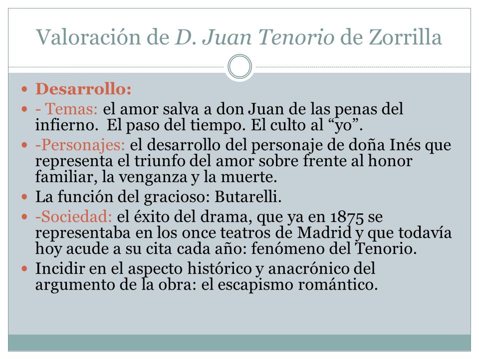 Valoración de D. Juan Tenorio de Zorrilla