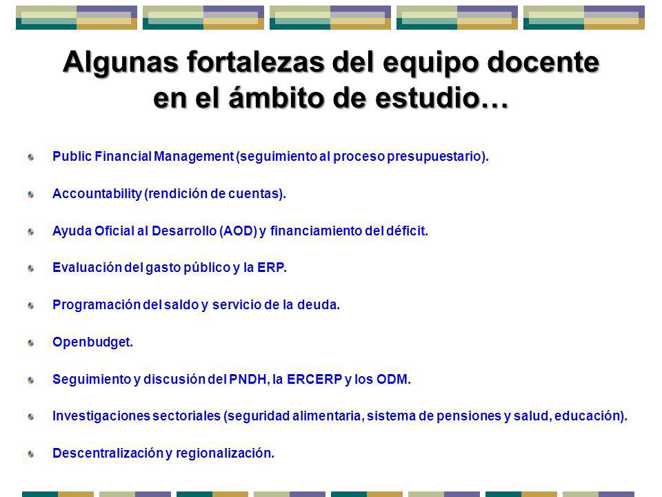 Algunas fortalezas del equipo docente en el ámbito de estudio…