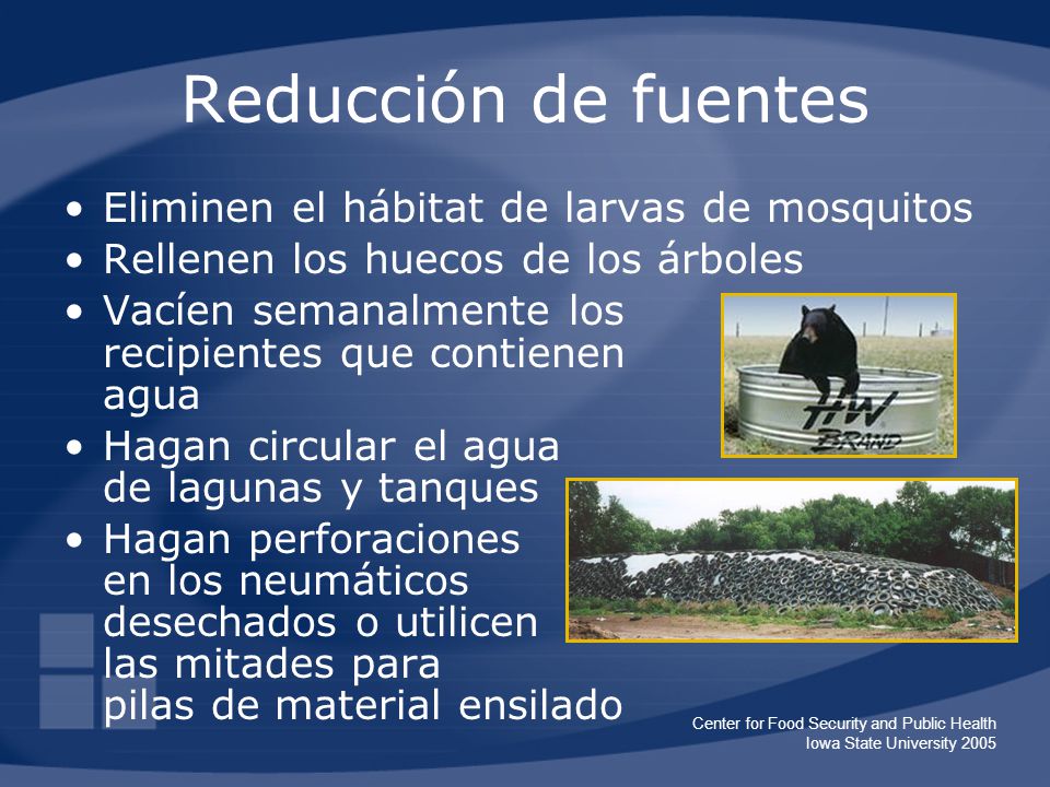 Reducción de fuentes Eliminen el hábitat de larvas de mosquitos