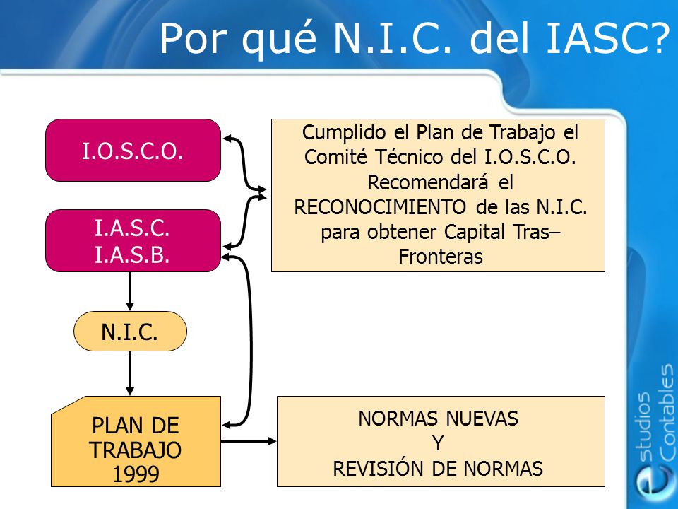 Por qué N.I.C. del IASC I.O.S.C.O. I.A.S.C. I.A.S.B. N.I.C. PLAN DE