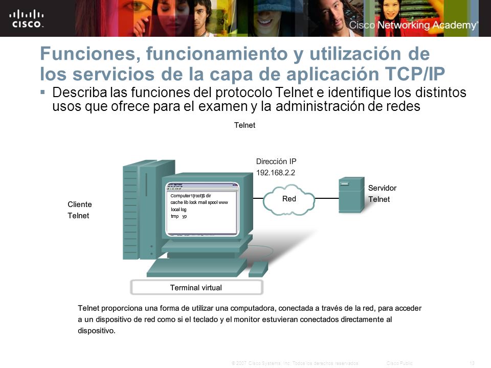 Funciones, funcionamiento y utilización de los servicios de la capa de aplicación TCP/IP