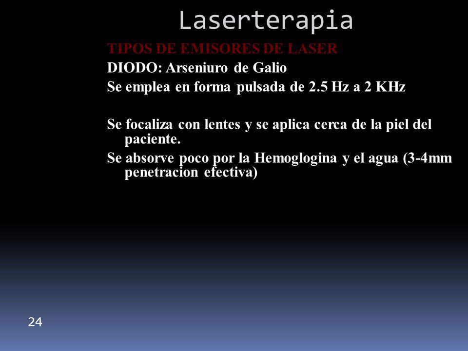 Laserterapia TIPOS DE EMISORES DE LASER DIODO: Arseniuro de Galio