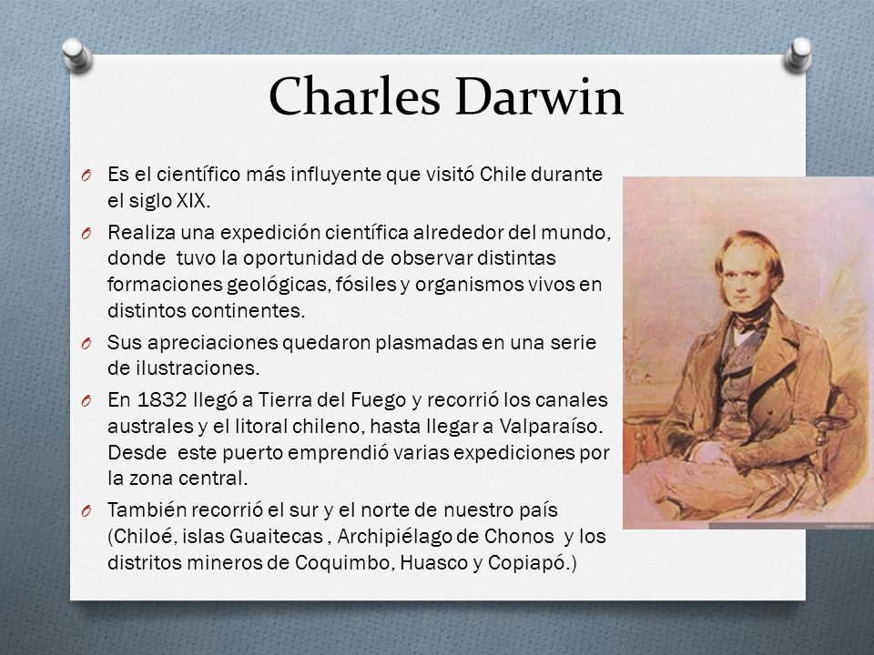 Charles Darwin Es el científico más influyente que visitó Chile durante el siglo XIX.
