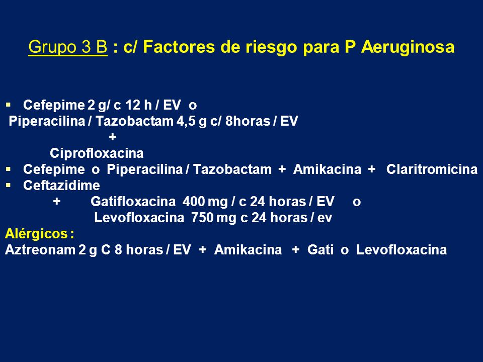 Grupo 3 B : c/ Factores de riesgo para P Aeruginosa