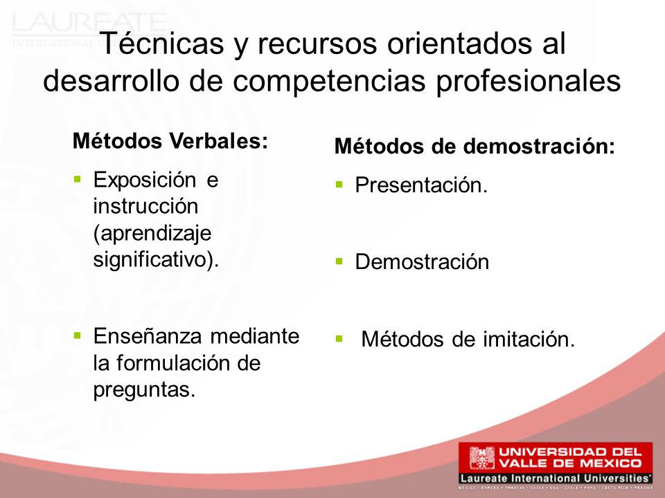 Técnicas y recursos orientados al desarrollo de competencias profesionales