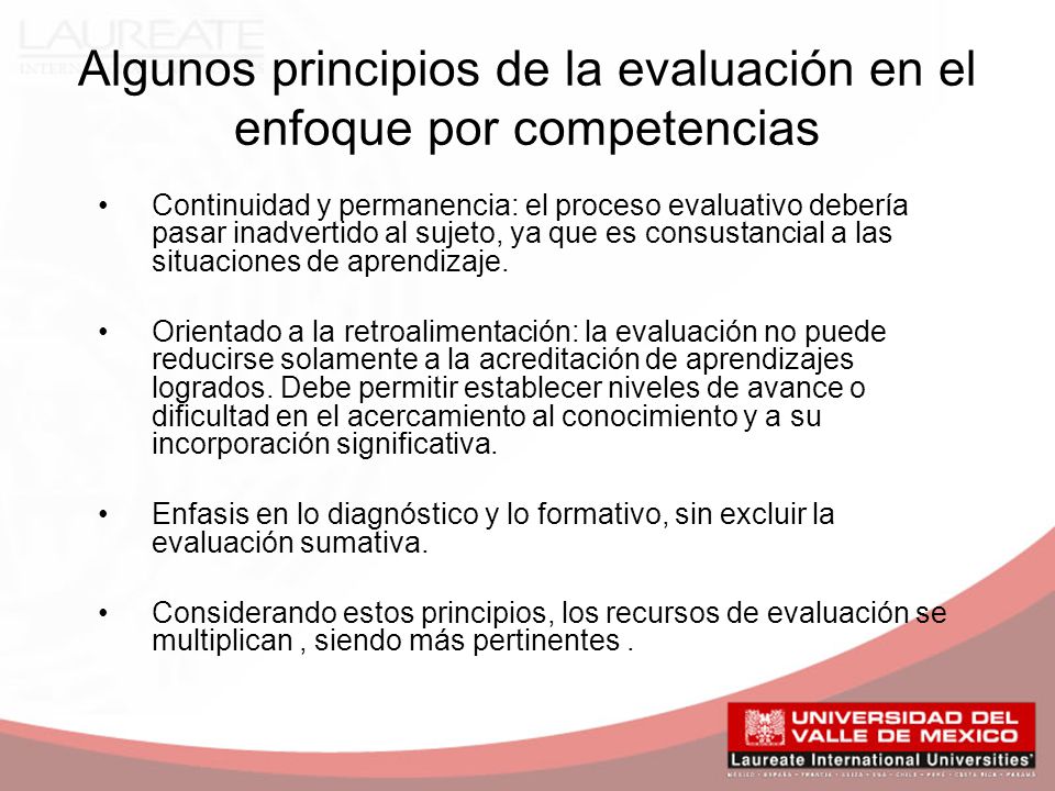Algunos principios de la evaluación en el enfoque por competencias