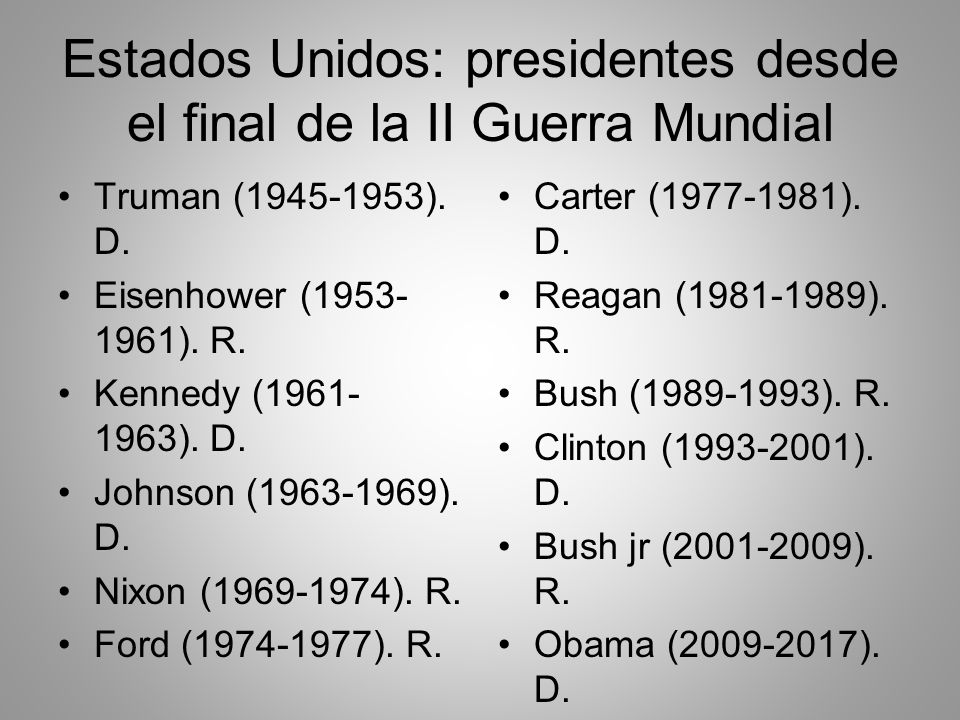 Estados Unidos: presidentes desde el final de la II Guerra Mundial