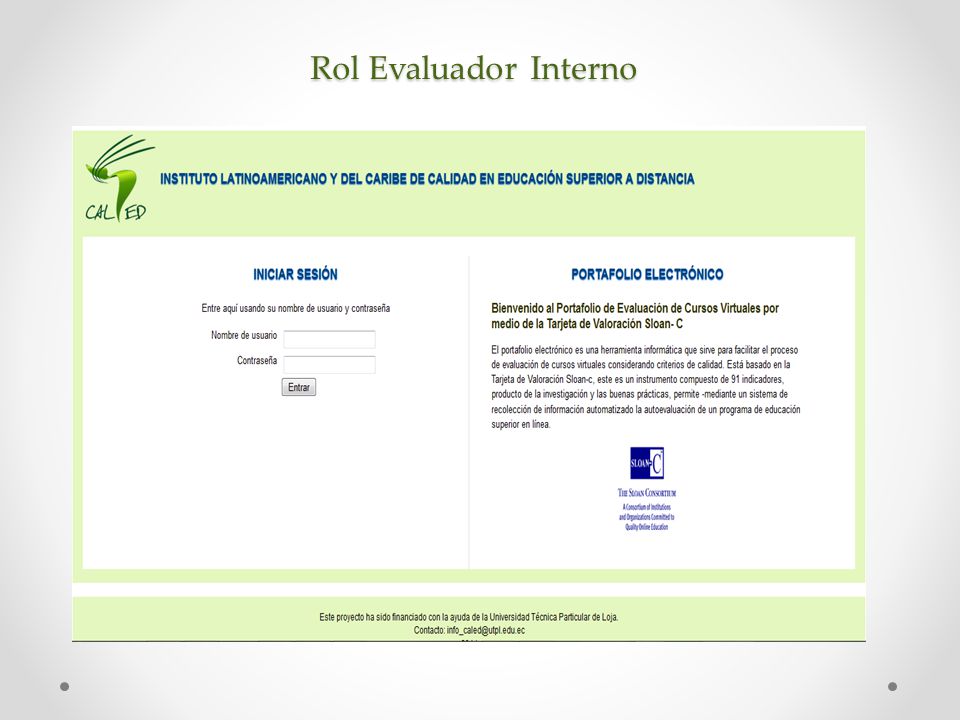 Rol Evaluador Interno So let’s look at the first category. The institutional support category addresses 8 areas.