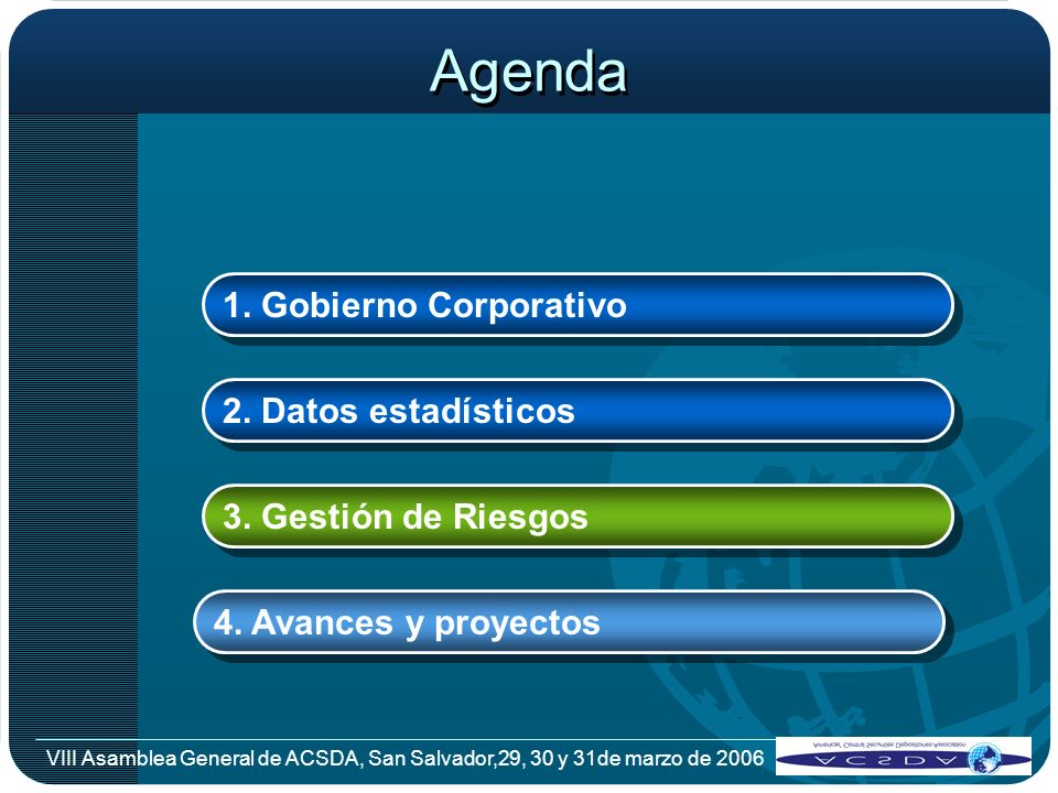 Agenda 1. Gobierno Corporativo 2. Datos estadísticos