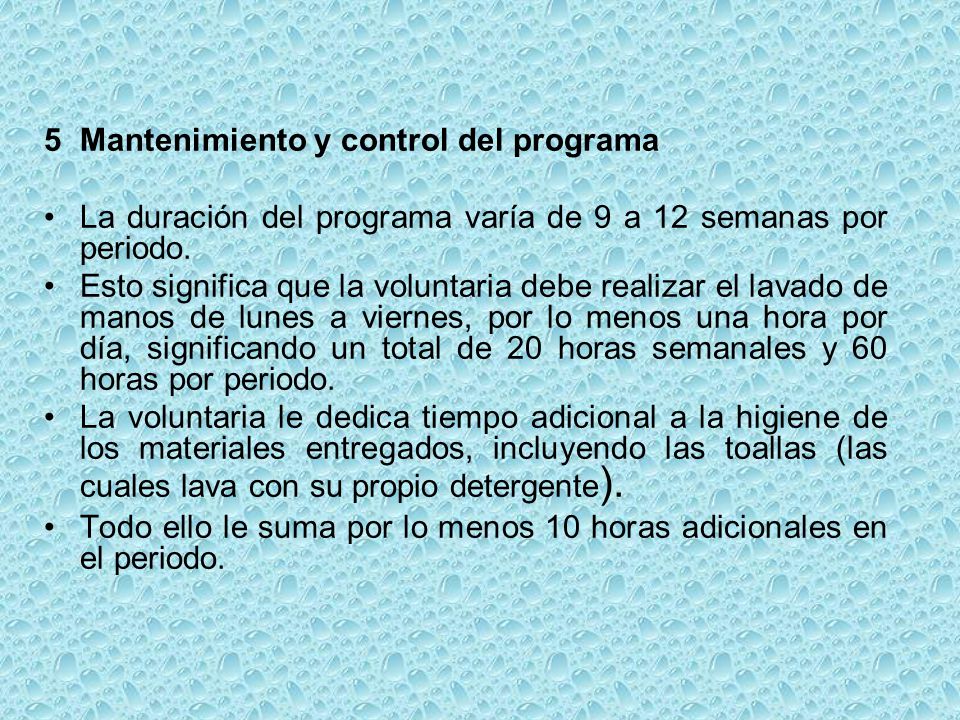 Mantenimiento y control del programa