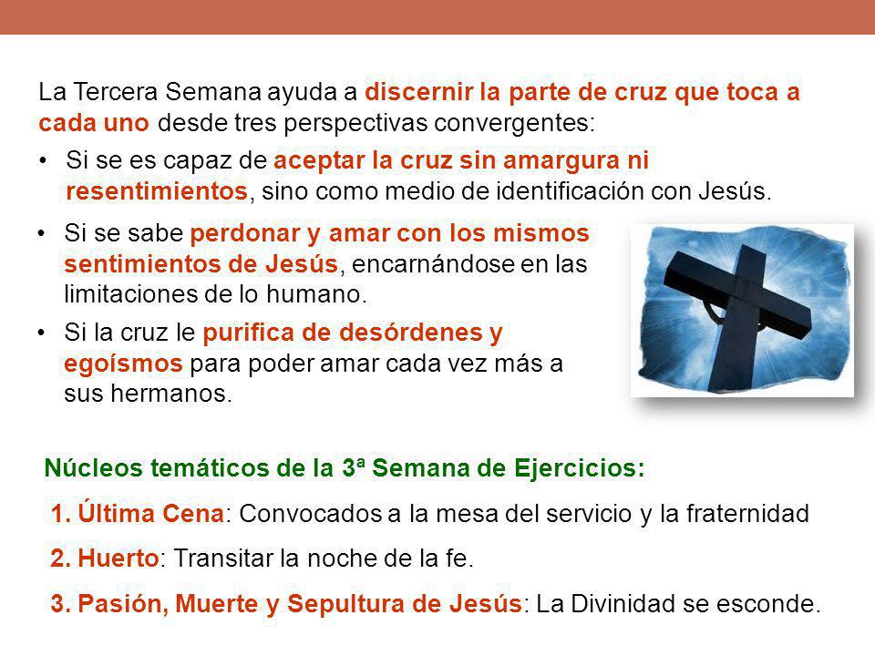 La Tercera Semana ayuda a discernir la parte de cruz que toca a cada uno desde tres perspectivas convergentes: