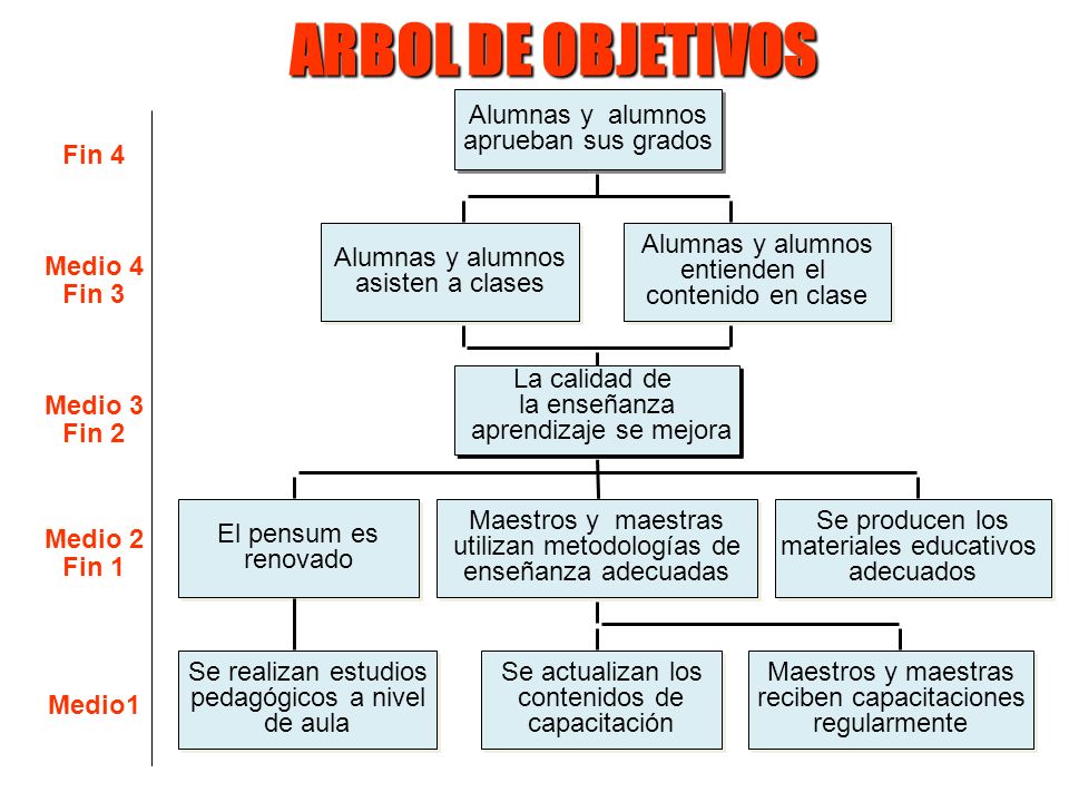 ARBOL DE OBJETIVOS Alumnas y alumnos aprueban sus grados Fin 4
