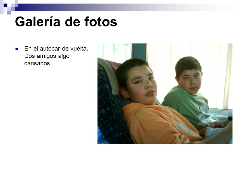 Galería de fotos En el autocar de vuelta. Dos amigos algo cansados.